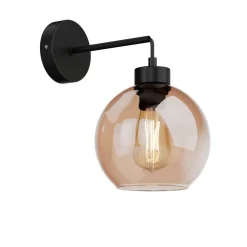 Væglampe Cubus, sort/rav, glas, Ø 18 cm, E27