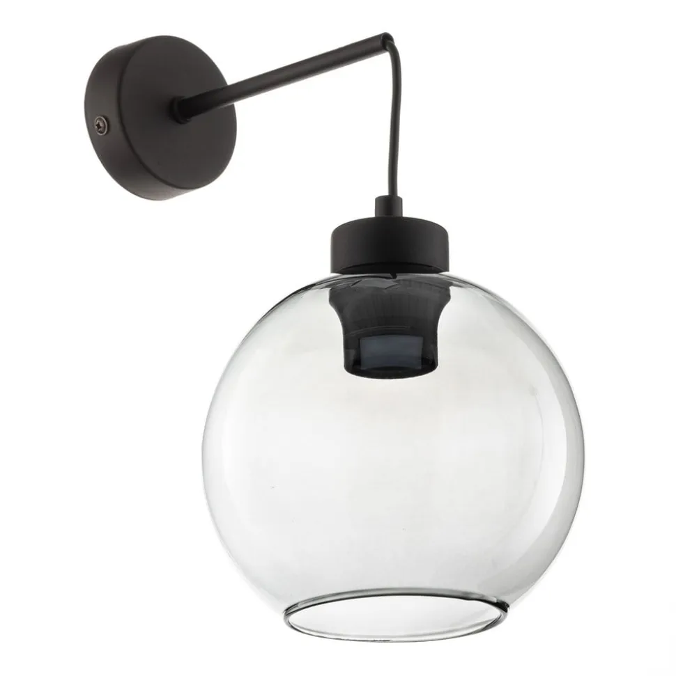Væglampe Cubus, sort/røggrå, glas, 30 cm høj, E27