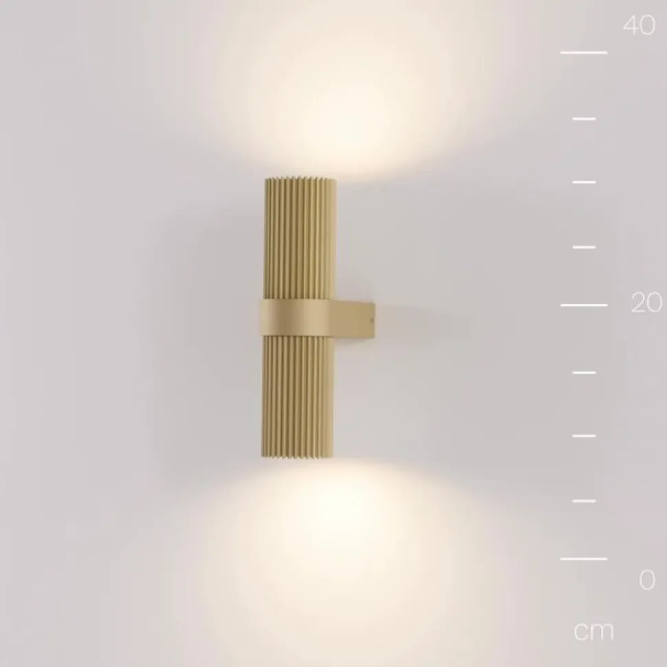 Væglampe DYNAMICS, guldfarvet, højde 23 cm, metal op/ned