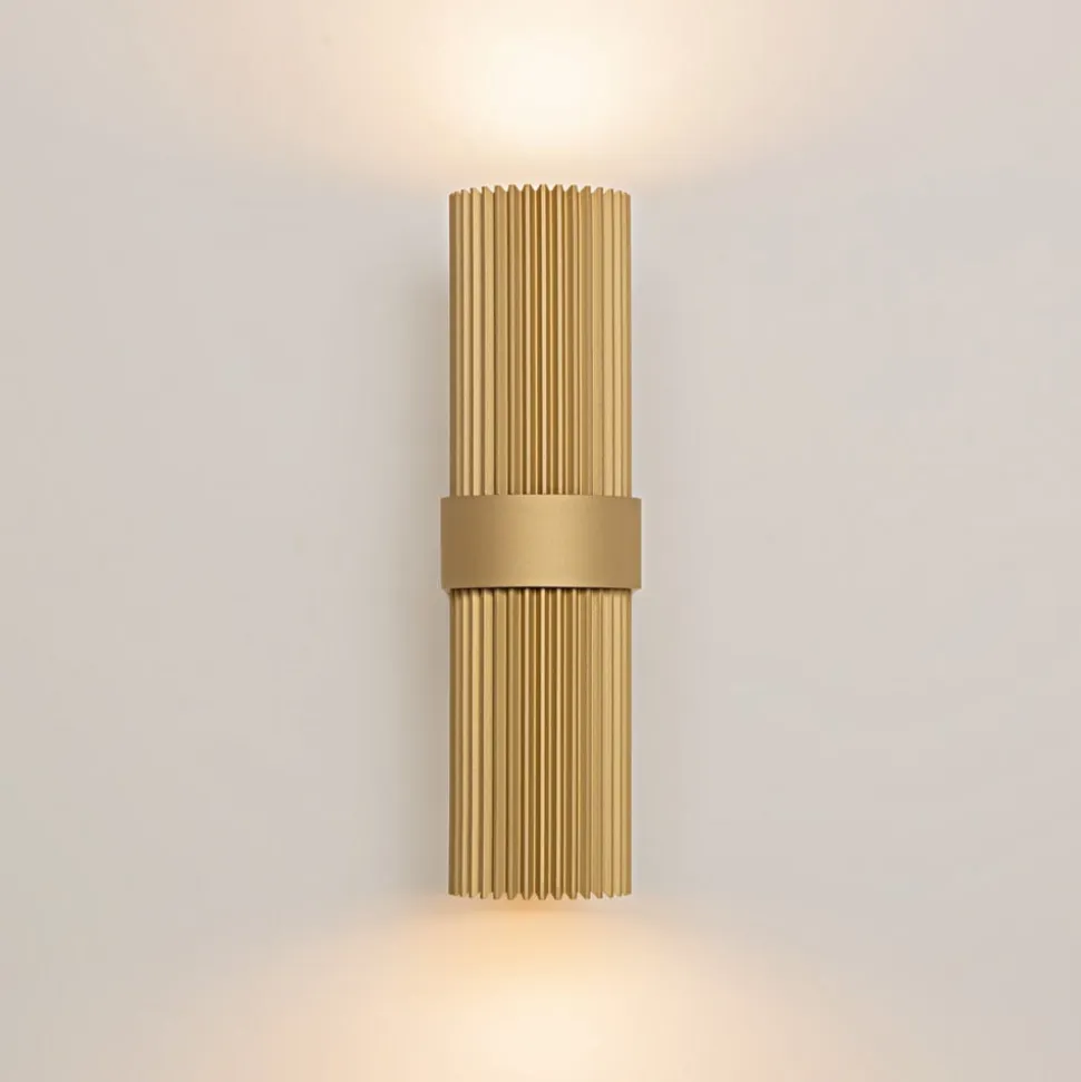 Væglampe DYNAMICS, guldfarvet, højde 23 cm, metal op/ned