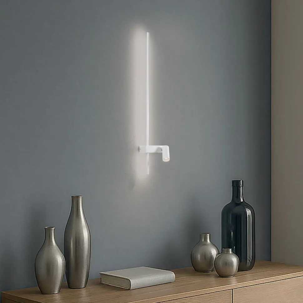 Væglampe EASY LEFT, hvid, bredde 80 cm, metal, GU10 + LED