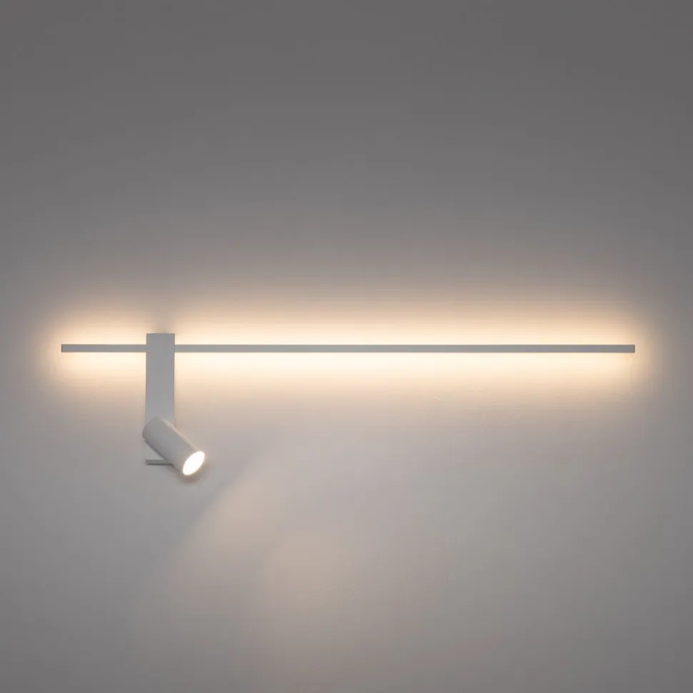 Væglampe EASY LEFT, hvid, bredde 80 cm, metal, GU10 + LED