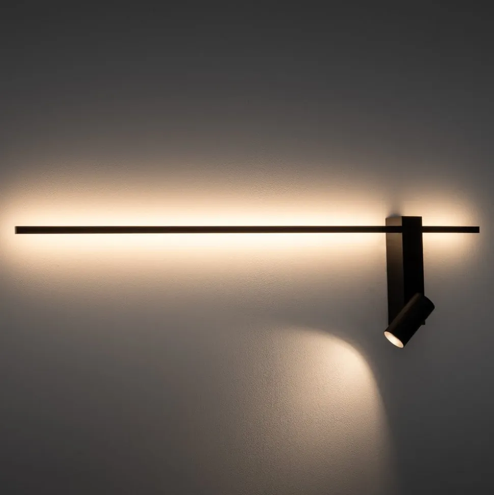 Væglampe EASY RIGHT, sort Bredde 80 cm Metal GU10 + LED