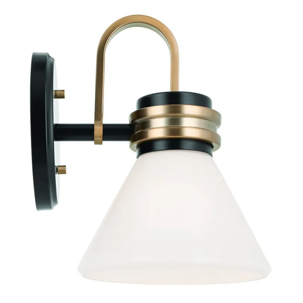 Væglampe Farum 1, sort/bronzefarvet, stål, glas, G9