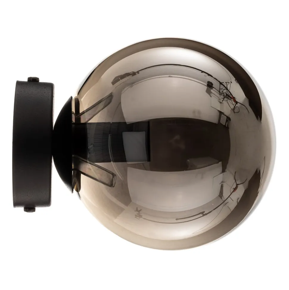 Væglampe Glassy, sort, grafit, glas, E14, Ø 14 cm