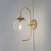 Væglampe Jewel, guldfarvet, glas, højde 36 cm, E14