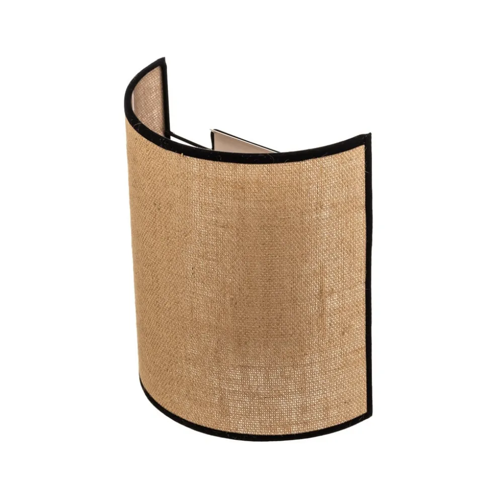 Væglampe Jute&black, naturbrun, halvrund