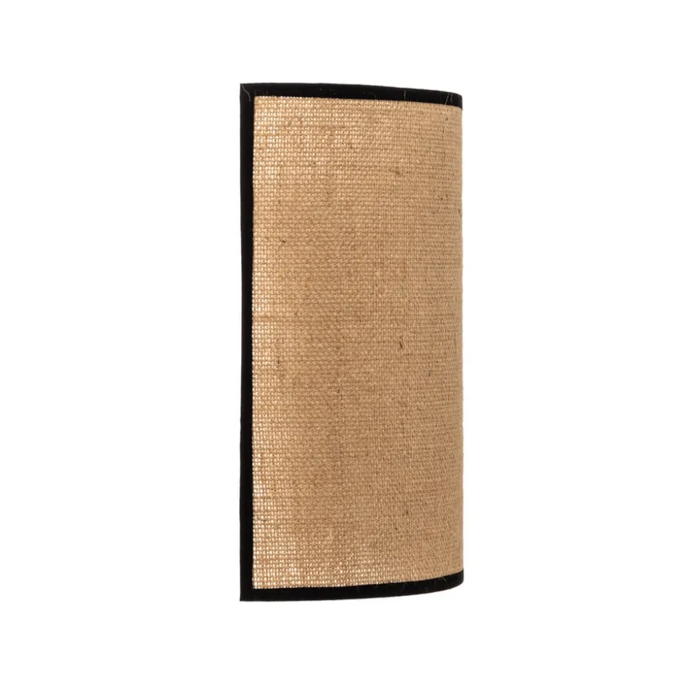 Væglampe Jute&black, naturbrun, halvrund