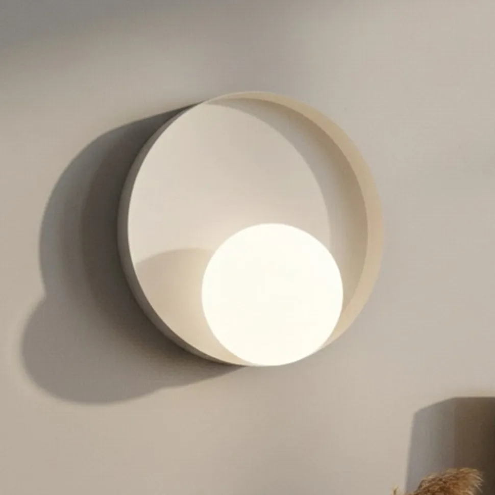 Væglampe Kido K1, beige, stål/glas, Ø 20 cm