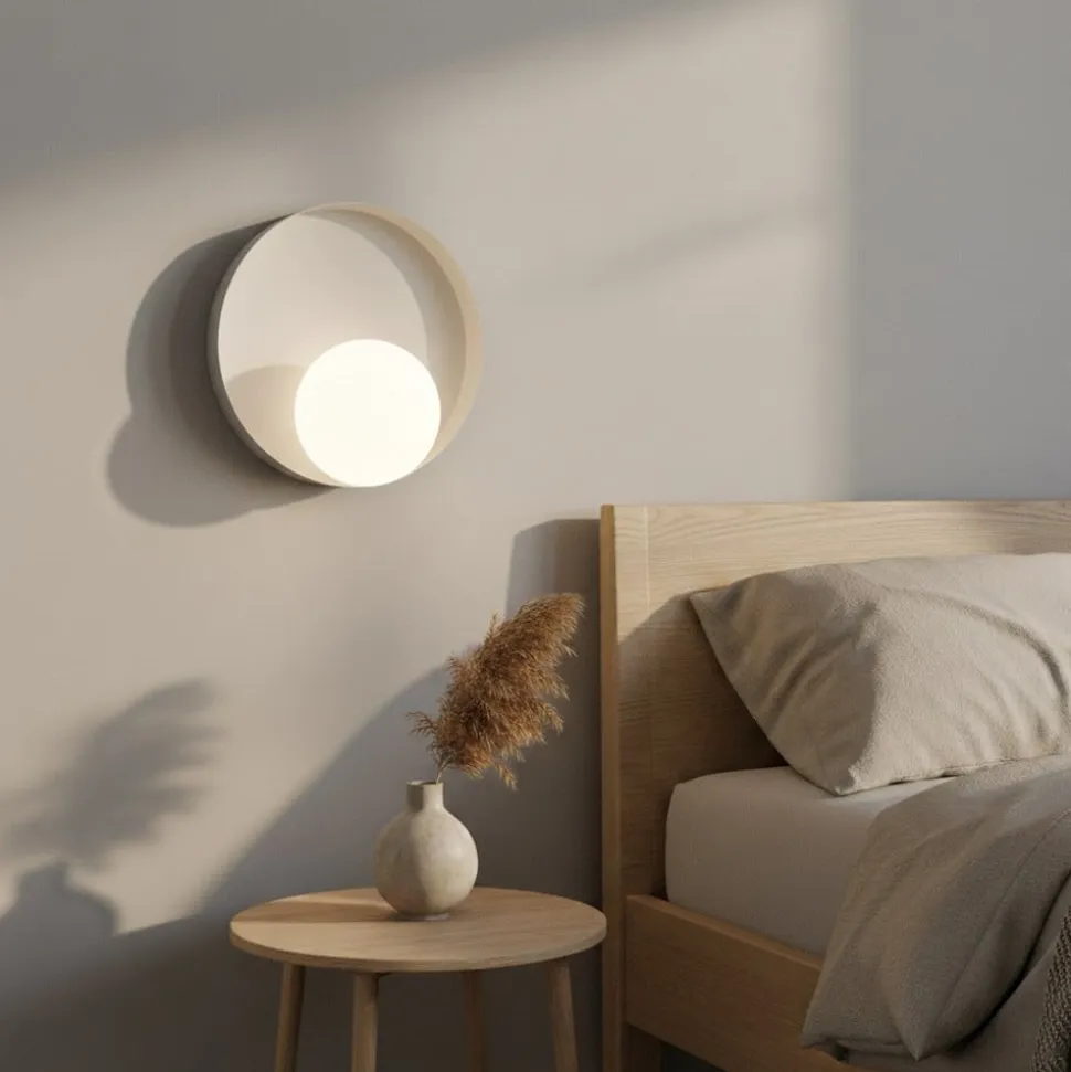 Væglampe Kido K1, beige, stål/glas, Ø 20 cm