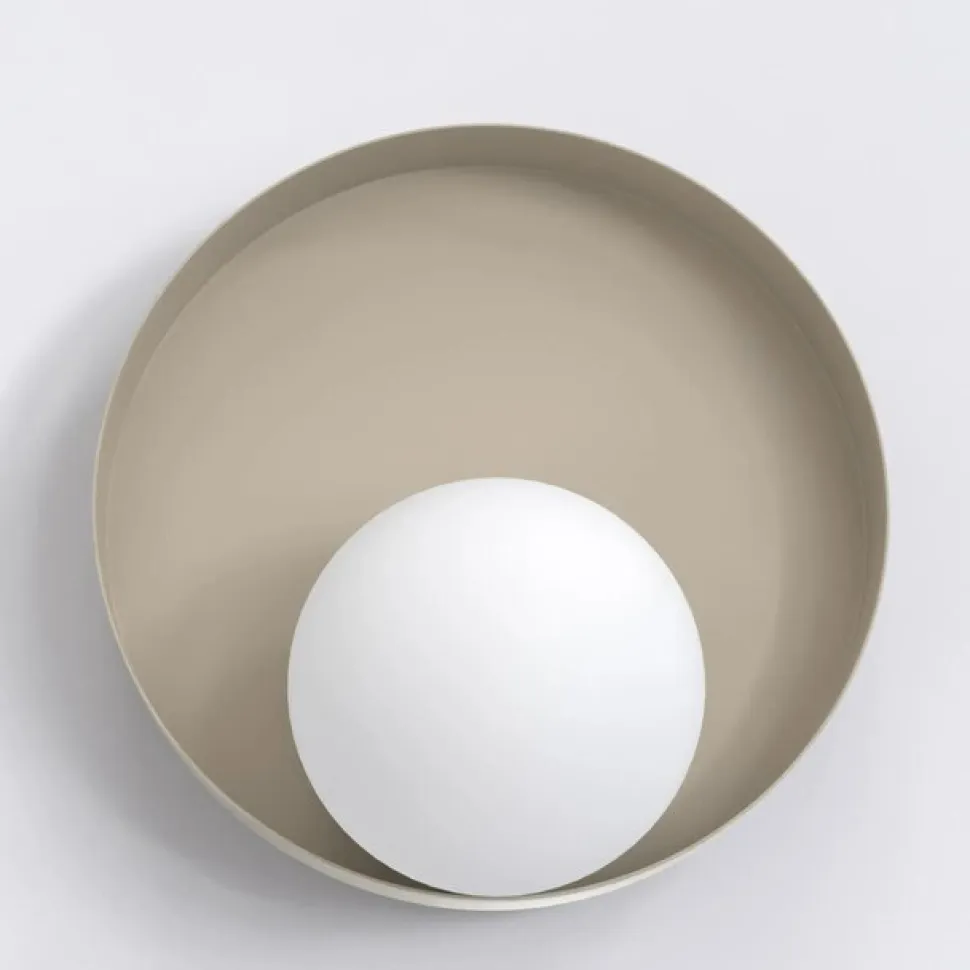 Væglampe Kido K1, beige, stål/glas, Ø 20 cm