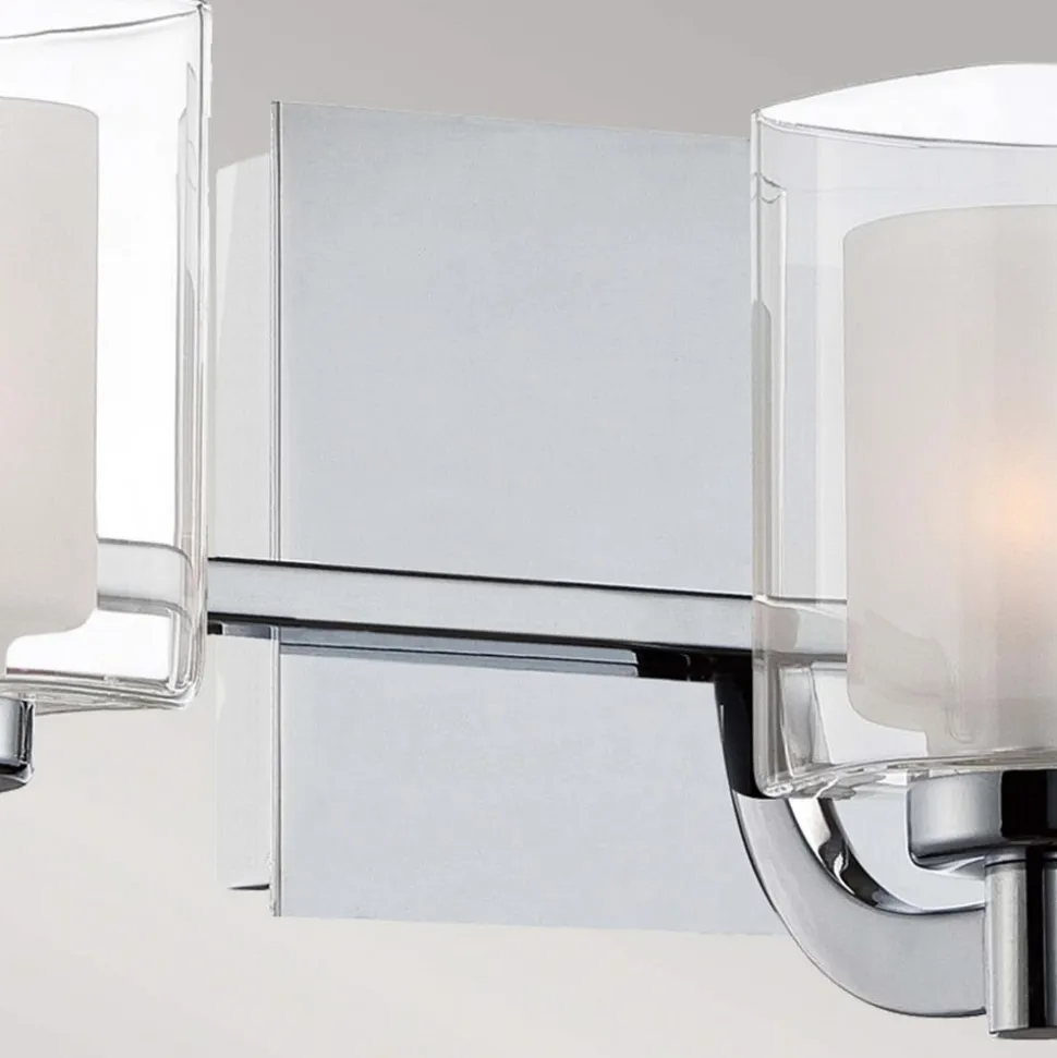 Væglampe Kolt IP44 med dobbelt glasskærm, tre lamper