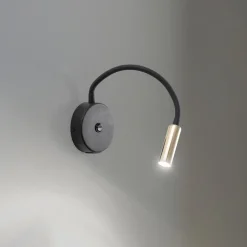 Væglampe Lagos USB, sort/guld, 27 cm, læselampe, G9