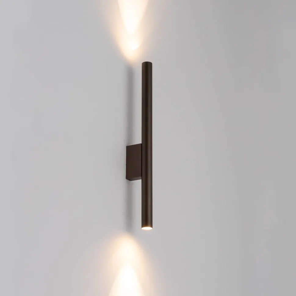 Væglampe Laser, brun, metal, 40 cm høj, G9