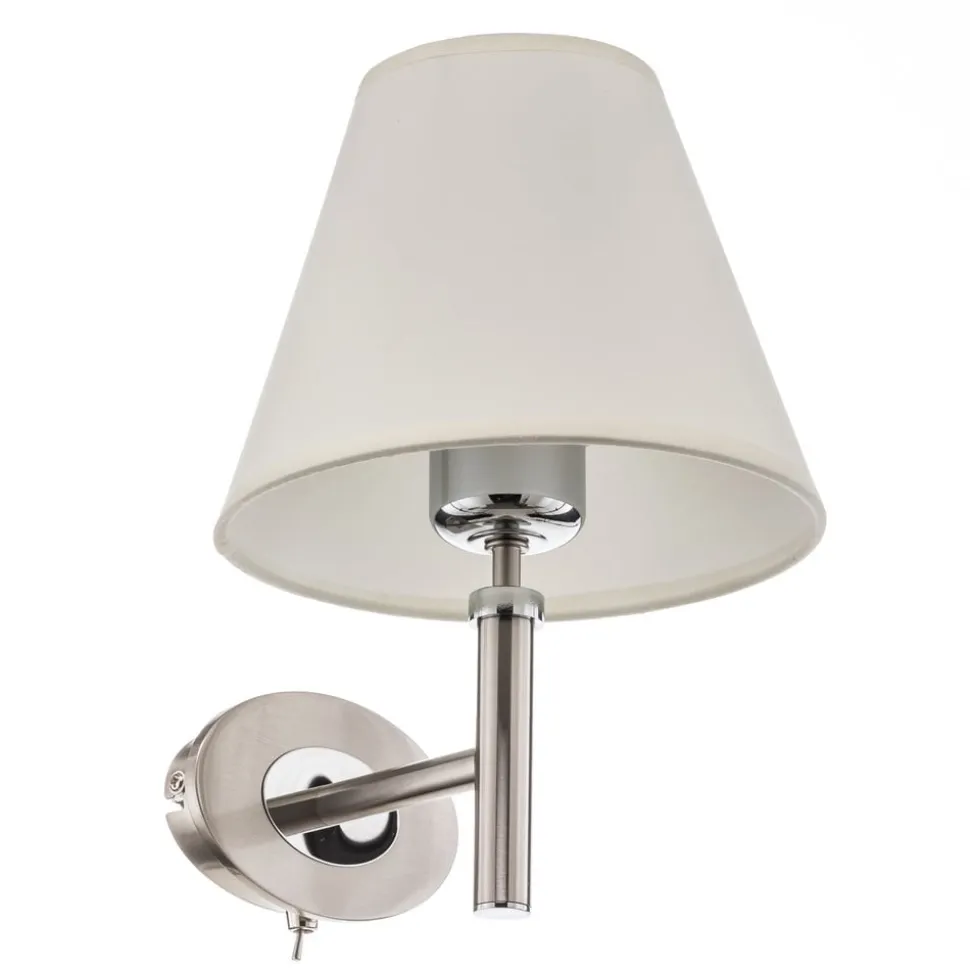 Væglampe Lilly i nikkel med stofskærm