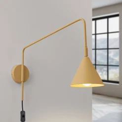Væglampe LYS, guldfarvet, Ø 14 cm, metal, stik, E14