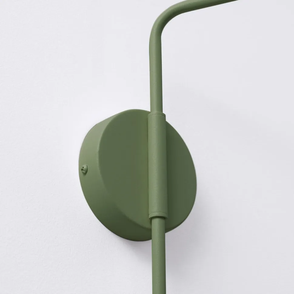 Væglampe LYS, olivengrøn, Ø 14 cm, metal, stik, E14