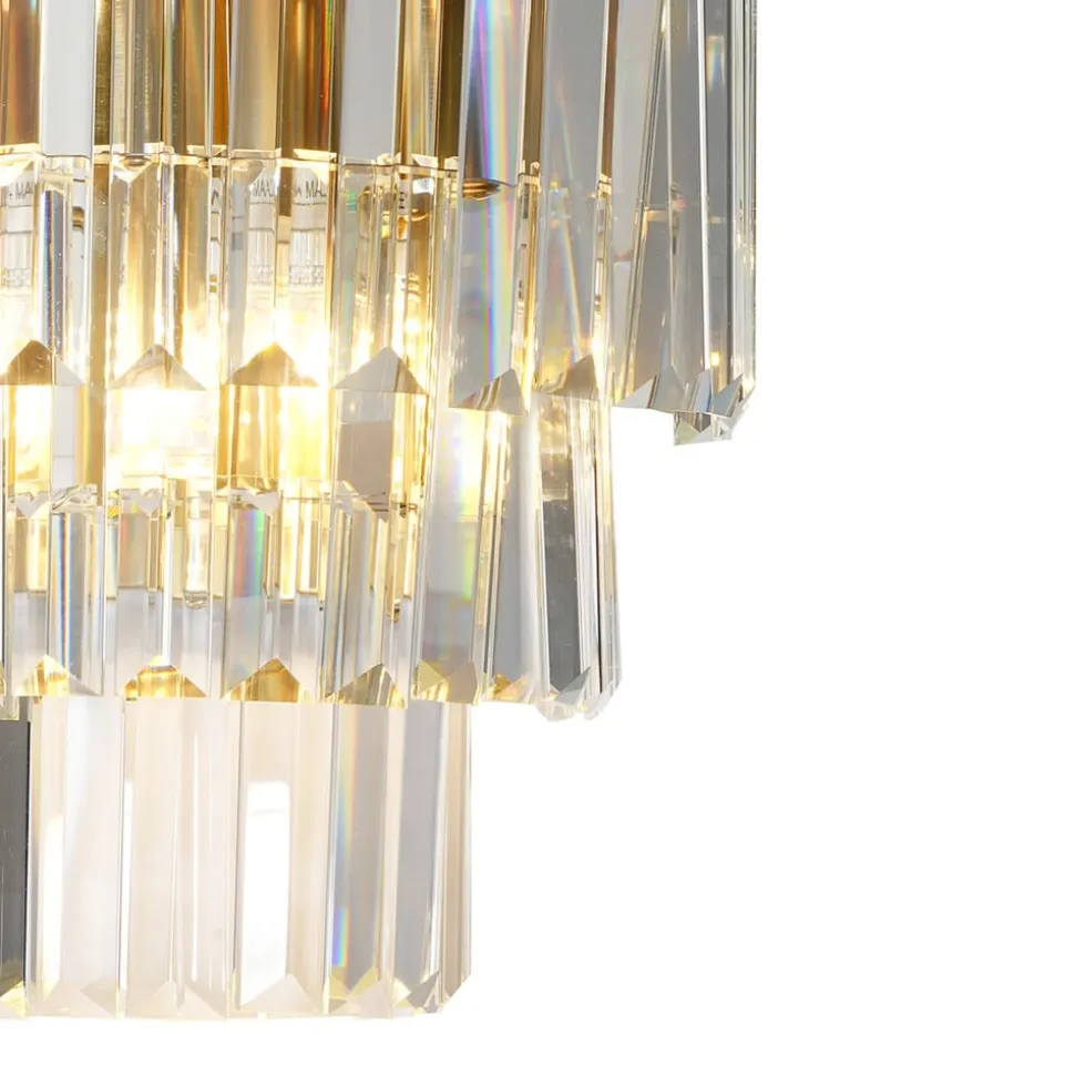 Væglampe Milano, højde 27 cm, guld/krystal, glas, 2 x E14