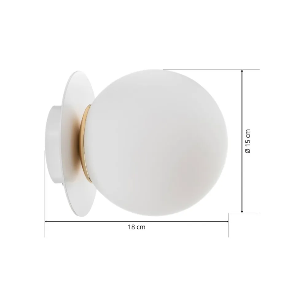Væglampe Minerva K1, hvid, Ø 15 cm, glas/metal