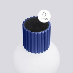 Væglampe ORBI, ultramarin, glas/metal, Ø 12 cm, IP44, G9