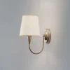 Væglampe Pardo, messing, metal/stof, højde 31 cm, E27