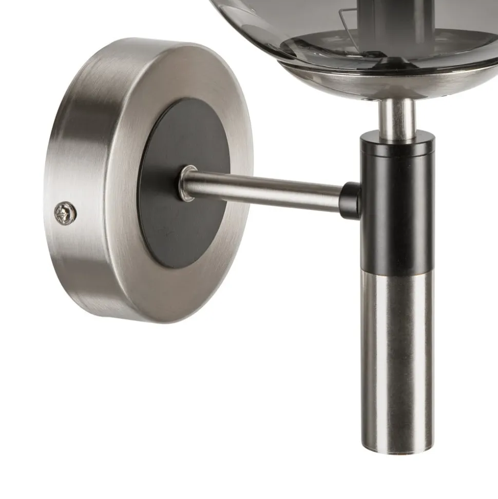 Væglampe Rollo, Ø 15 cm, røggrå, glas/metal