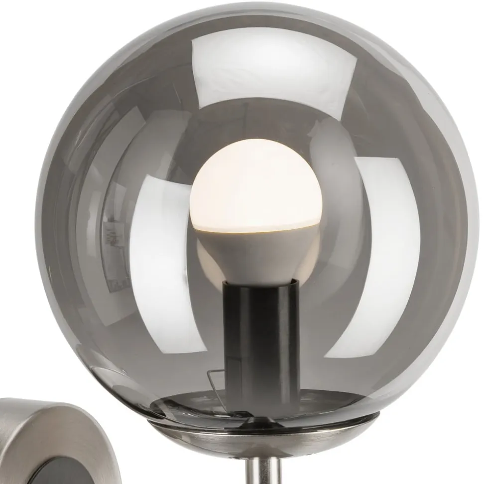 Væglampe Rollo, Ø 15 cm, røggrå, glas/metal