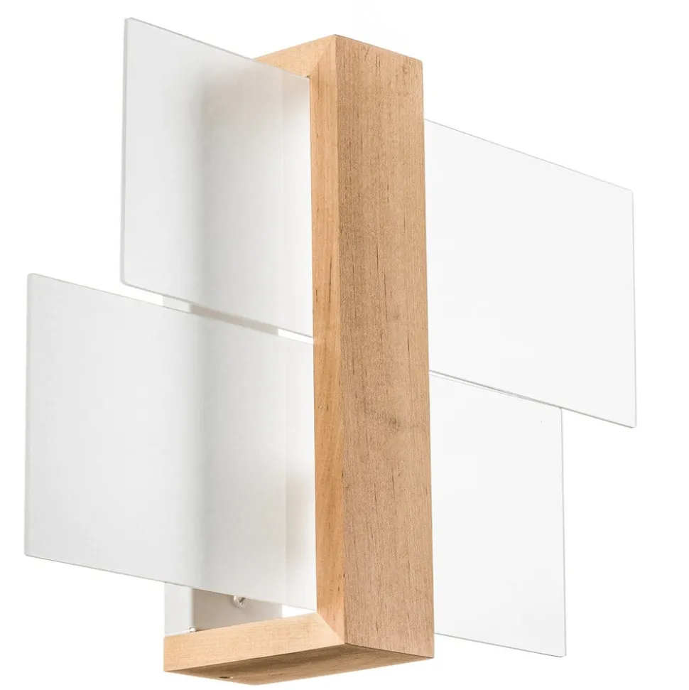 Væglampe Shifted 1, glas og lyst træ