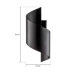 Væglampe Spiner sort, højde 30 cm, stål