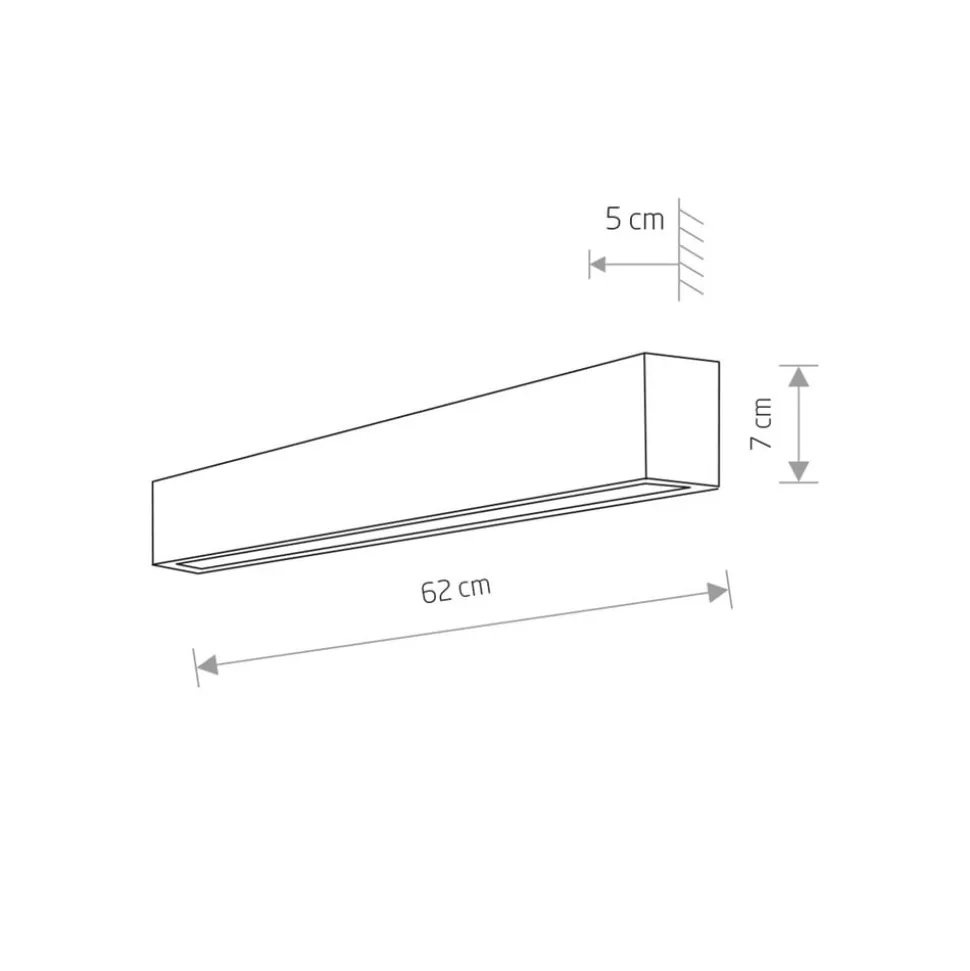 Væglampe Straight S, 62 cm, hvid