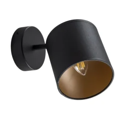 Væglampe Suerte, sort / guld, 1 lyskilde, tekstil, stål