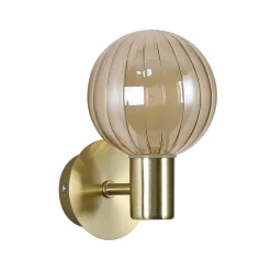 Væglampe til badeværelset Lumisphere, creme-/messingfarvet, højde 12 cm
