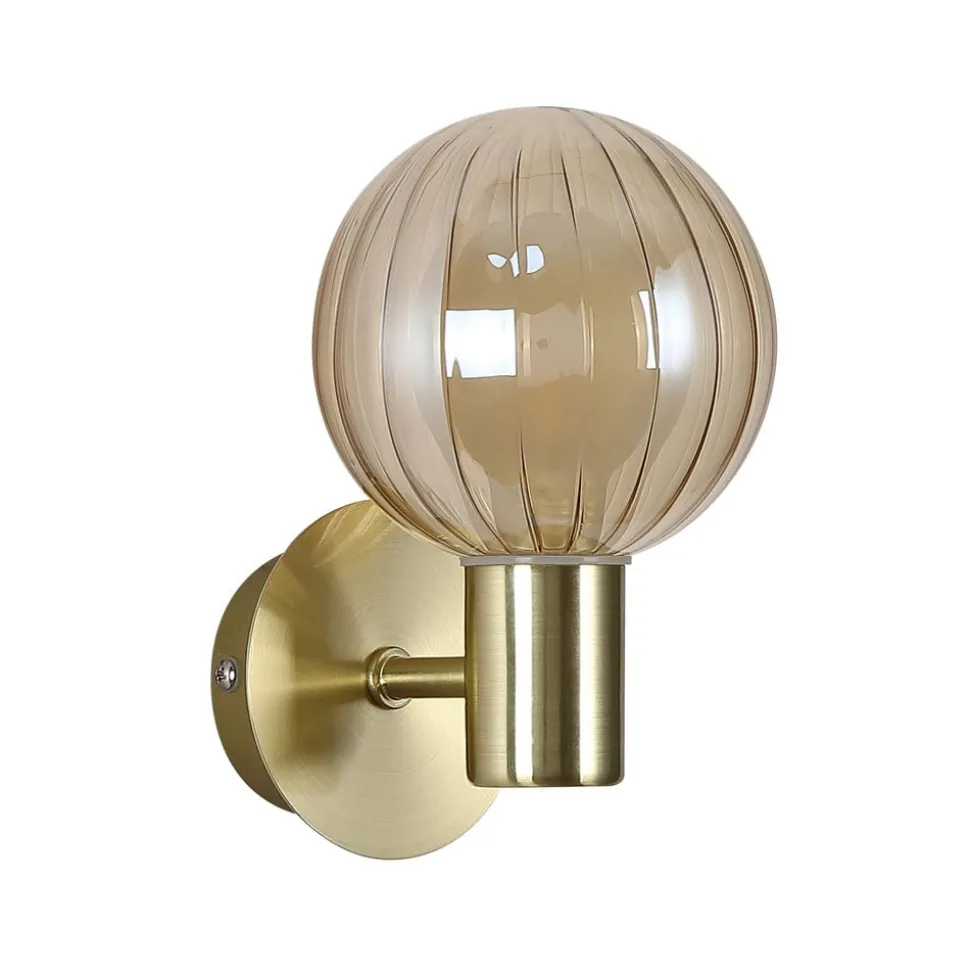 Væglampe til badeværelset Lumisphere, creme-/messingfarvet, højde 12 cm