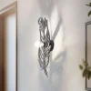 Væglampe W-030, sort, fjederdesign, MDF-træ, laserskåret