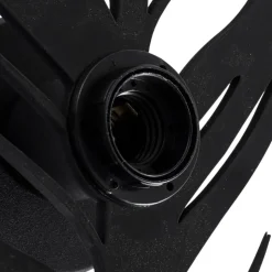 Væglampe W-030, sort, fjederdesign, MDF-træ, laserskåret