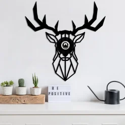 Væglampe W-051, sort, hjortedesign, MDF-træ laserskåret