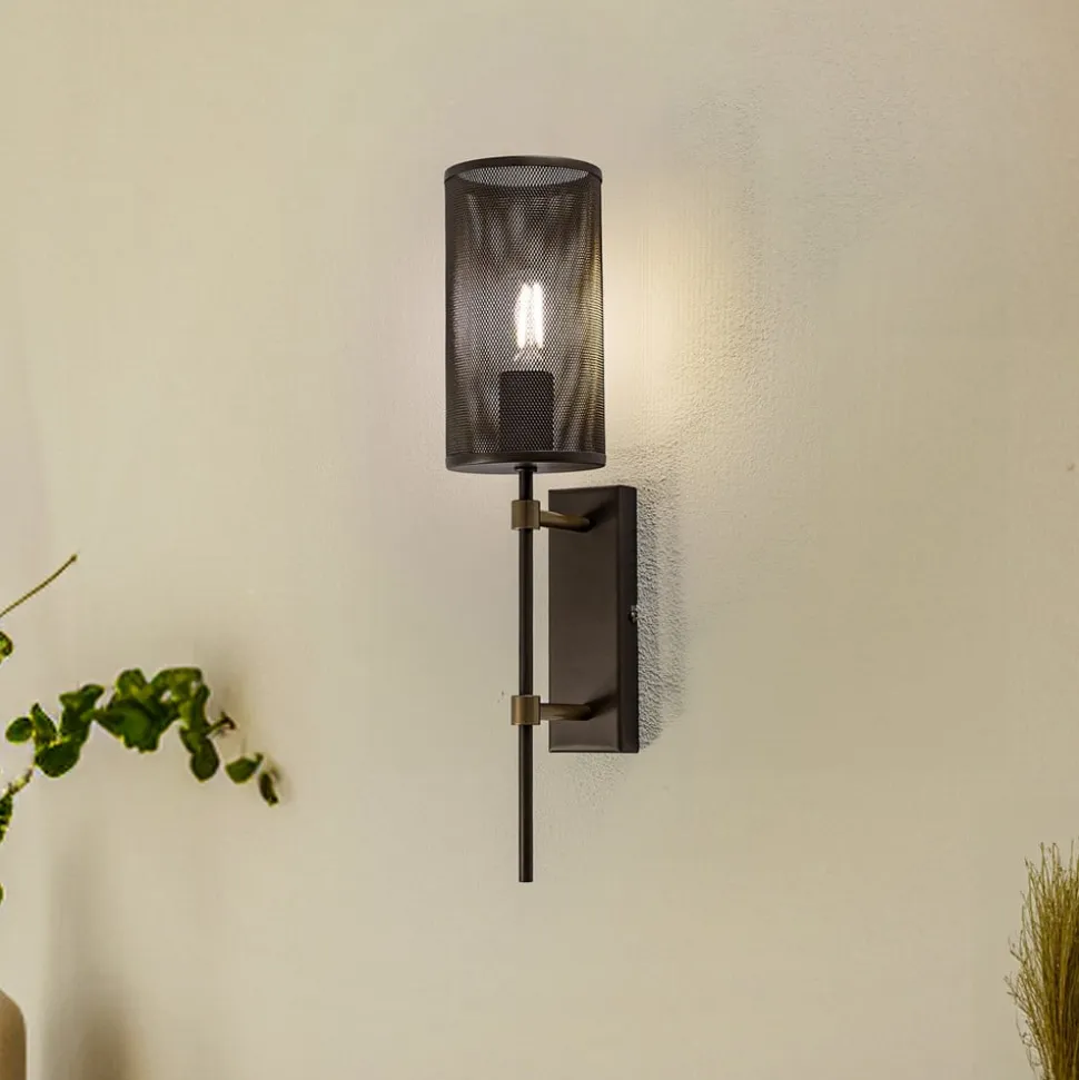 Væglampe Wall, titanfarvet, højde 48 cm, stål