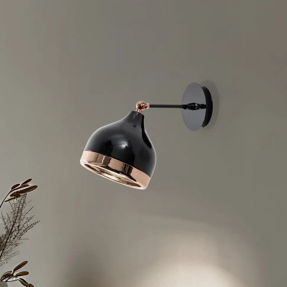 Væglampe Yildo 6901, sort/kobber, metal