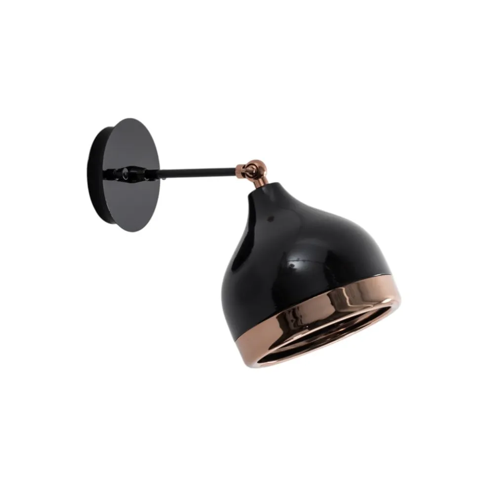 Væglampe Yildo 6901, sort/kobber, metal