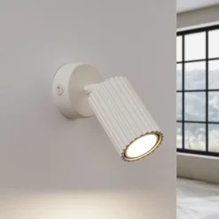 Vægspot carbon, beige, udspring 16 cm, kontakt, aluminium