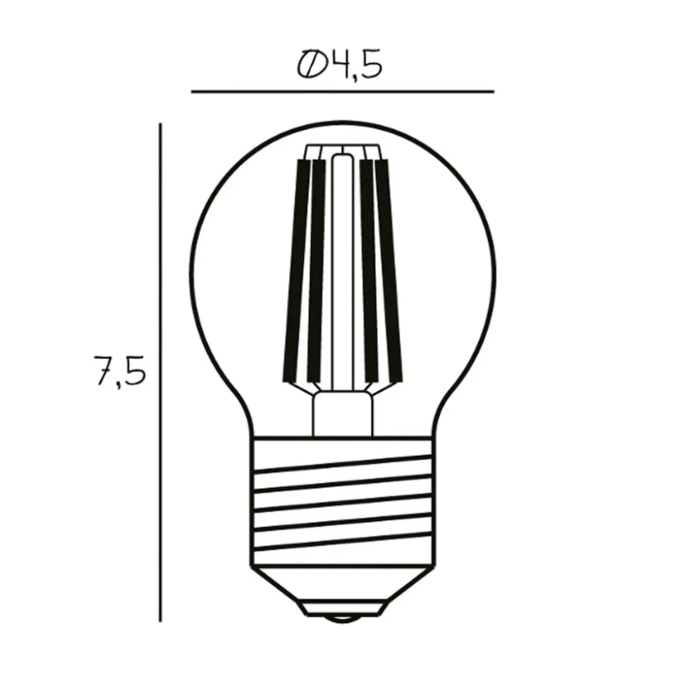 Vilkårlig LED-pære, E27 Ø 4,5 cm 3,5W 2.200K dæmpbar