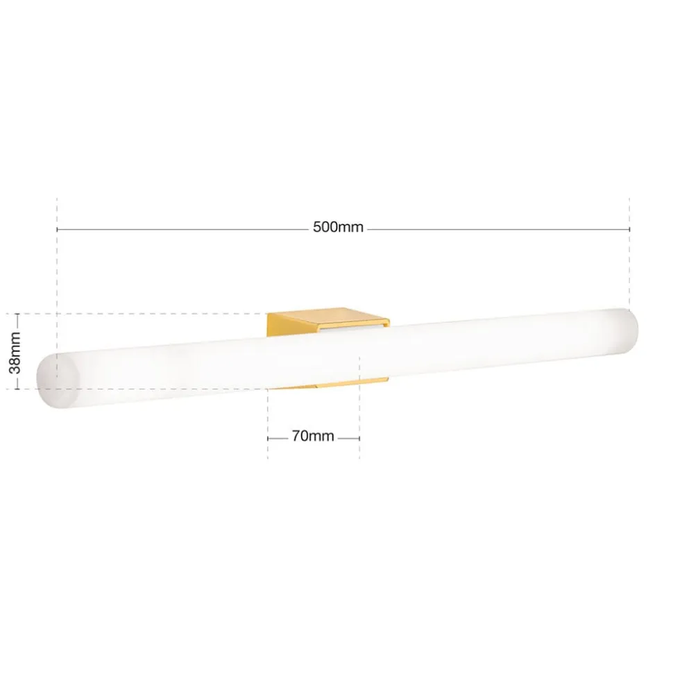Visagist LED-spejllampe, holder i messing