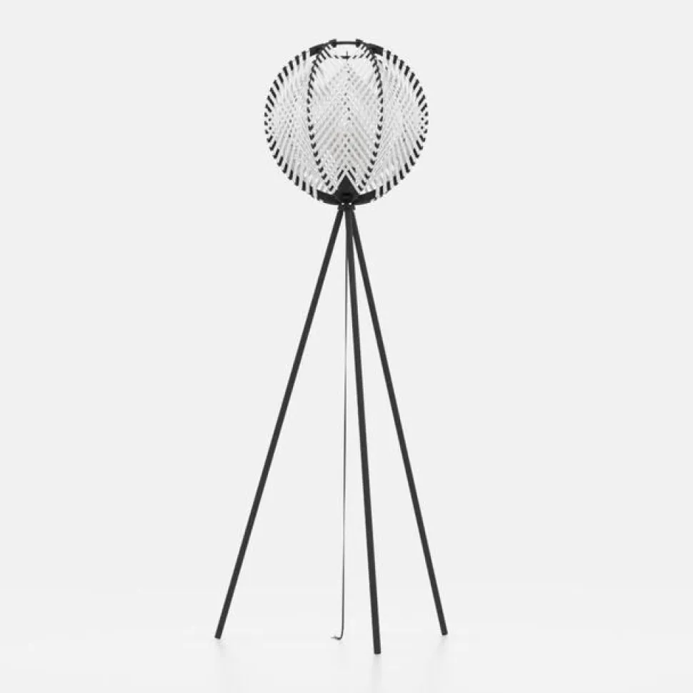 Waverton gulvlampe, sort/hvid, højde 143 cm, stål/stof