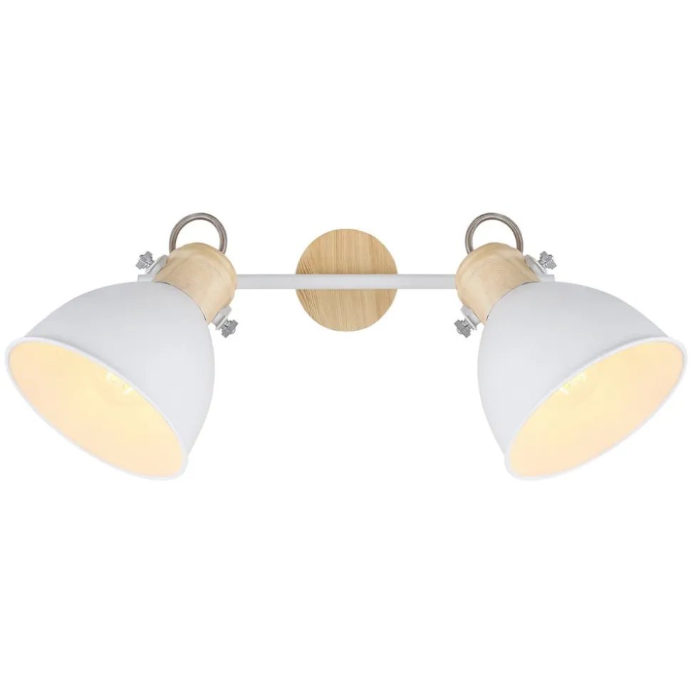 Wiho loftlampe af metal, hvid/trælook, 2 lyskilder