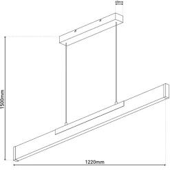 Wilma hængelampe, træ, længde 122 cm, dæmpbar