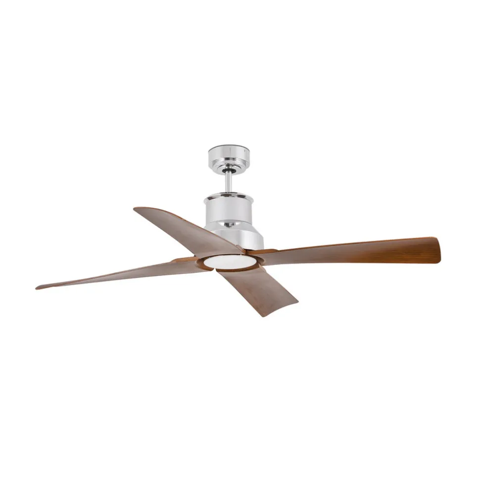 Winche M loftventilator, LED-lampe IP44 krom