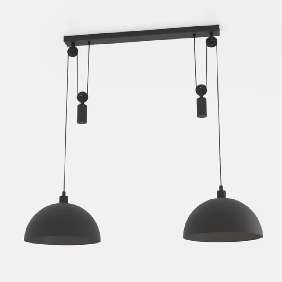 Winkworth pendellampe, sort, længde 118 cm, metal, 2 lyskilder.