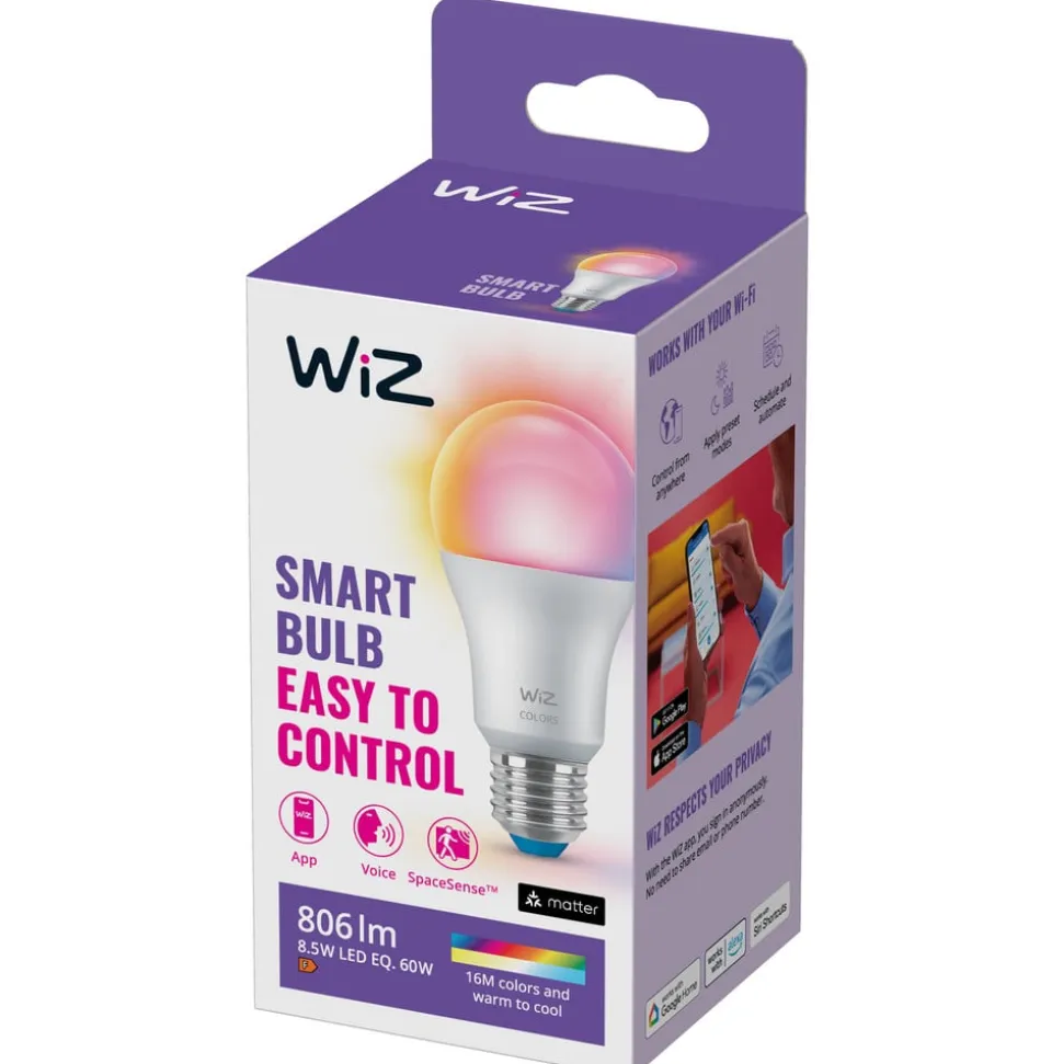 WiZ A60 LED-pære mat WiFi E27 8,5W RGBW