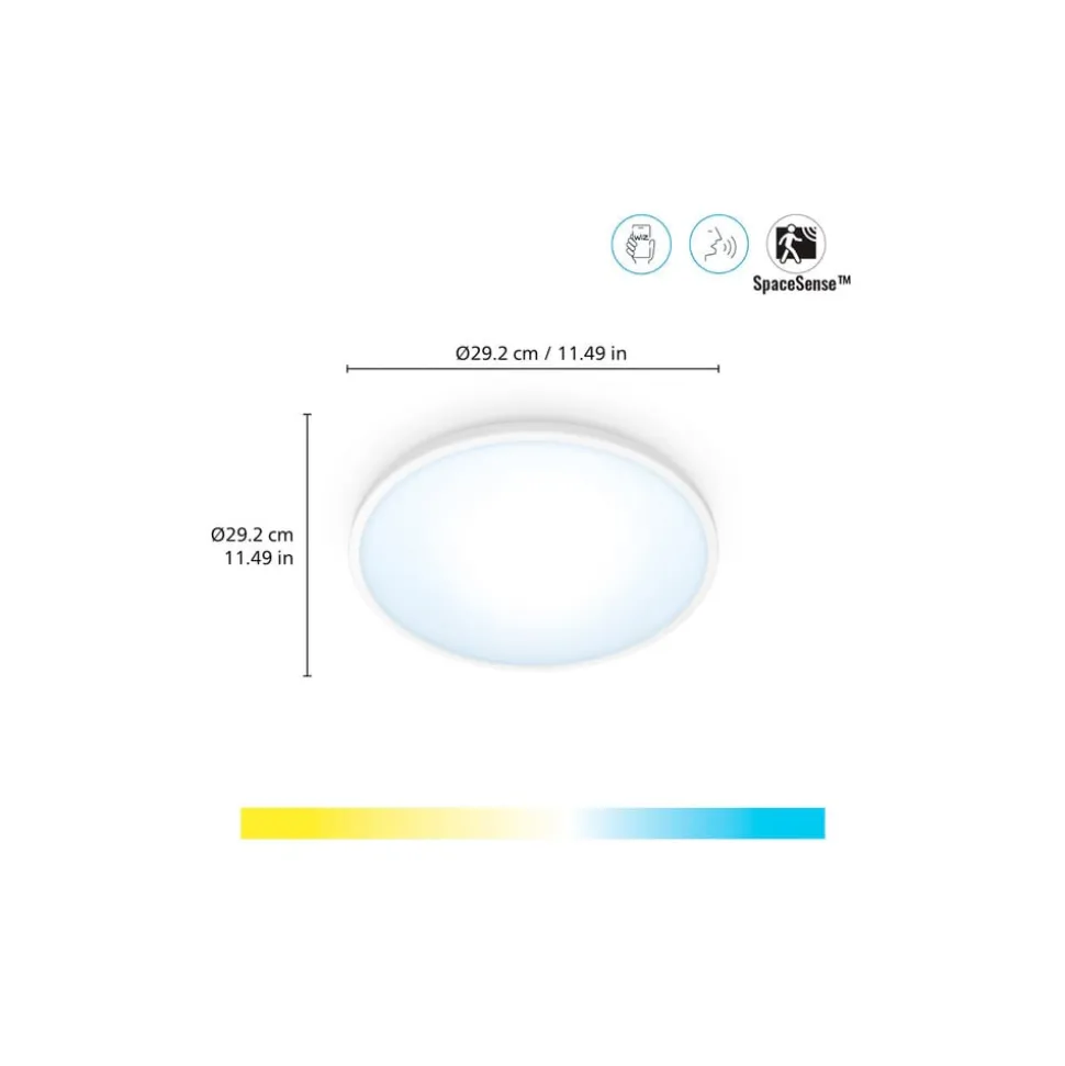 WiZ SuperSlim LED-loftslampe CCT Ø29cm hvid