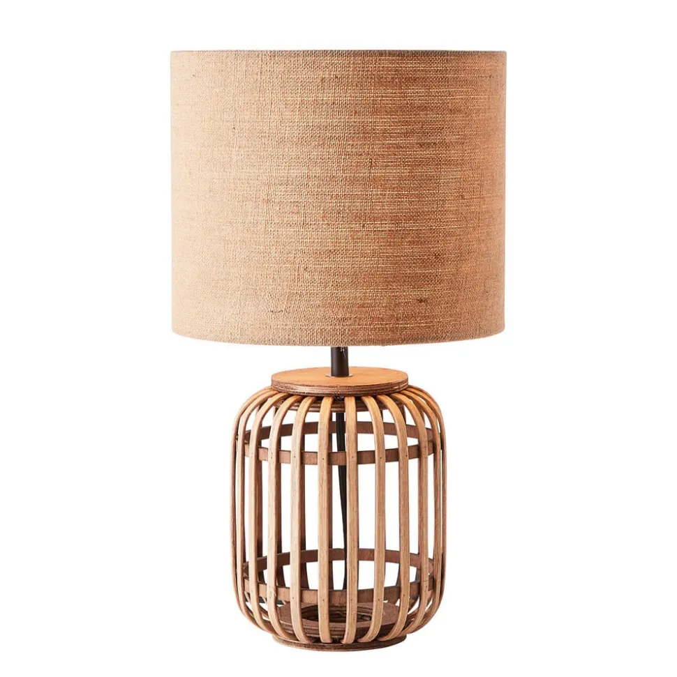 Woodrow bordlampe af bambus med stofskærm